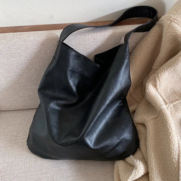 Xajzpa Vintage Female Winter PU Leather Shoulder Bags Fashion Large Capatiy Women Hobo Bag Office Handbag Casual Simple Shopping Totes